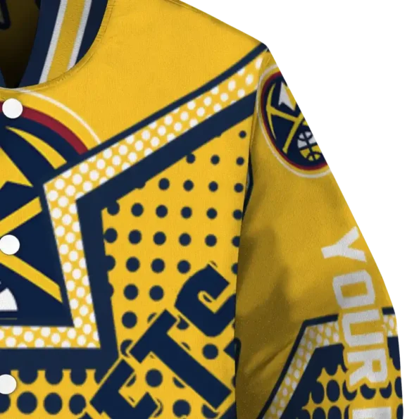 customized denver nuggets star burst blue varsity jacket premium grade.webp