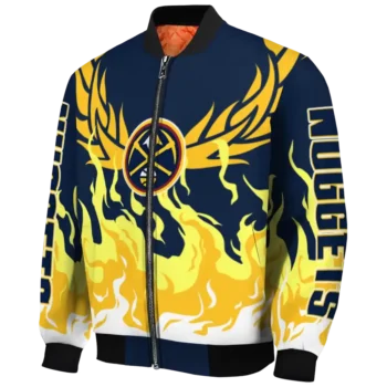 customized denver nuggets winged blaze blue white bomber jacket best selling