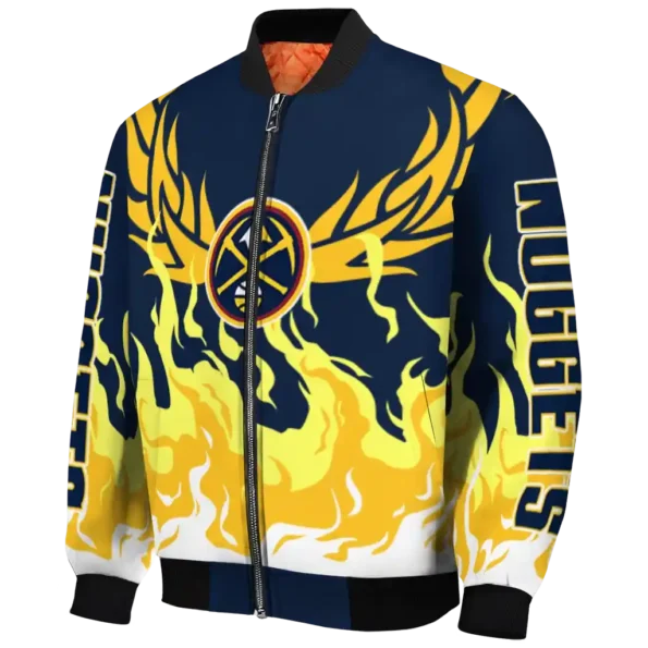 customized denver nuggets winged blaze blue white bomber jacket best selling