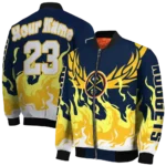 customized denver nuggets winged blaze blue white bomber jacket best selling