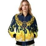 customized denver nuggets winged blaze blue white bomber jacket best selling
