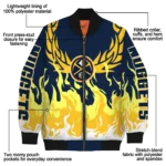 customized denver nuggets winged blaze blue white bomber jacket best selling