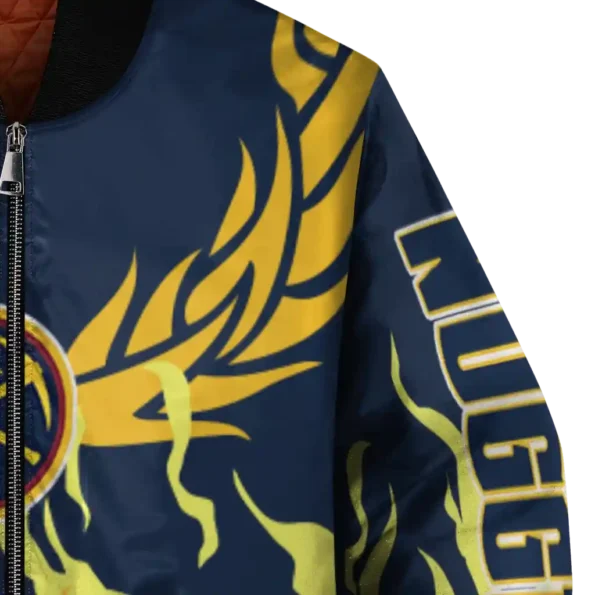 customized denver nuggets winged blaze blue white bomber jacket premium grade