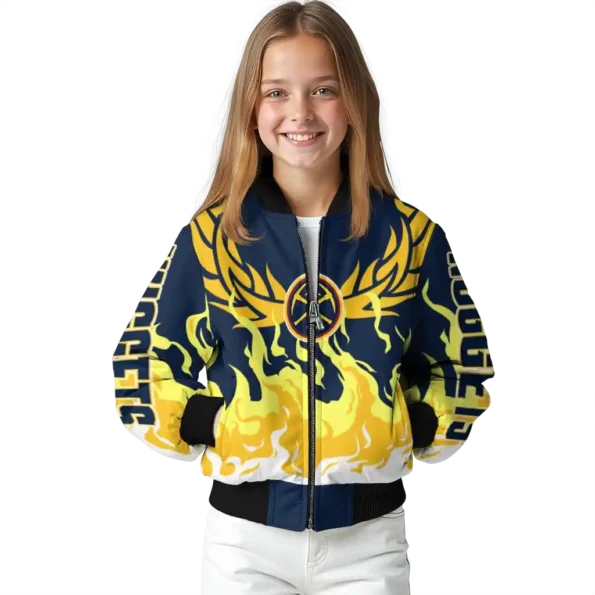 customized denver nuggets winged blaze blue white bomber jacket top rated