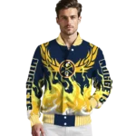 customized denver nuggets winged blaze blue white varsity jacket best selling.webp