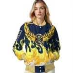 customized denver nuggets winged blaze blue white varsity jacket best selling.webp