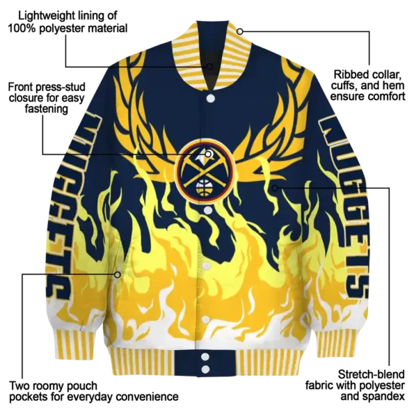 customized denver nuggets winged blaze blue white varsity jacket new arrival.webp