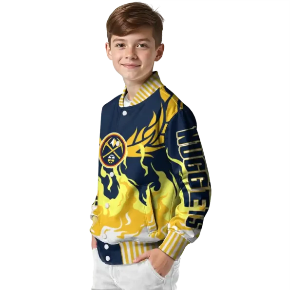 customized denver nuggets winged blaze blue white varsity jacket trendy.webp