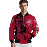 customized detroit pistons hexagon cluster red black bomber jacket best selling