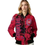 customized detroit pistons hexagon cluster red black bomber jacket best selling