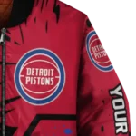 customized detroit pistons hexagon cluster red black bomber jacket best selling