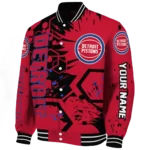 customized detroit pistons hexagon cluster red black varsity jacket best selling.webp