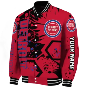 customized detroit pistons hexagon cluster red black varsity jacket best selling.webp