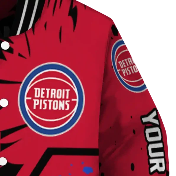 customized detroit pistons hexagon cluster red black varsity jacket premium grade.webp