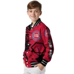 customized detroit pistons hexagon cluster red black varsity jacket best selling.webp