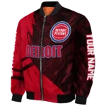 customized detroit pistons hexagon mesh red black bomber jacket best selling