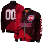 customized detroit pistons hexagon mesh red black bomber jacket best selling