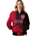 customized detroit pistons hexagon mesh red black bomber jacket best selling