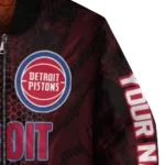 customized detroit pistons hexagon mesh red black bomber jacket best selling