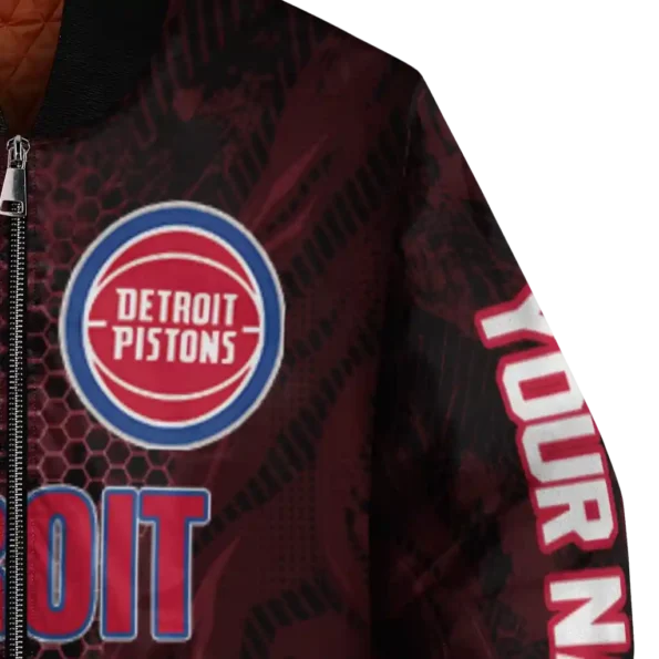 customized detroit pistons hexagon mesh red black bomber jacket premium grade