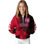 customized detroit pistons hexagon mesh red black bomber jacket best selling