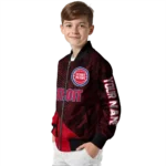 customized detroit pistons hexagon mesh red black bomber jacket best selling