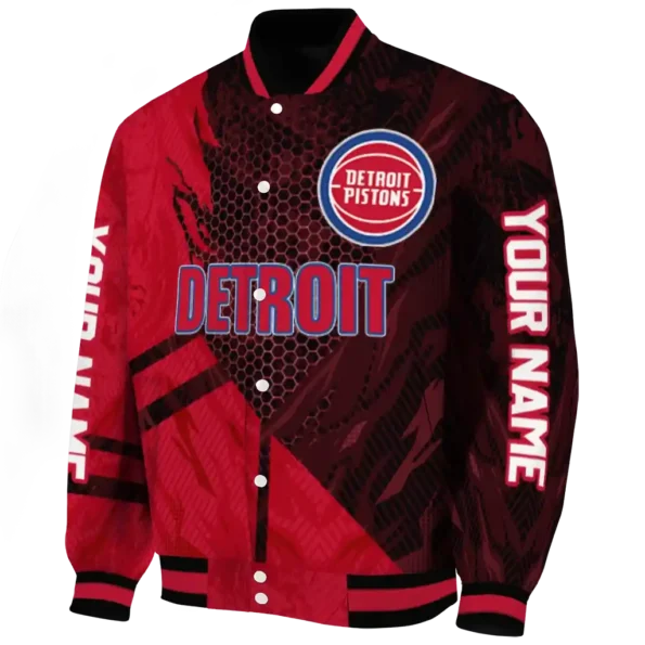 customized detroit pistons hexagon mesh red black varsity jacket best selling.webp