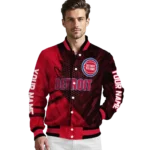 customized detroit pistons hexagon mesh red black varsity jacket best selling.webp