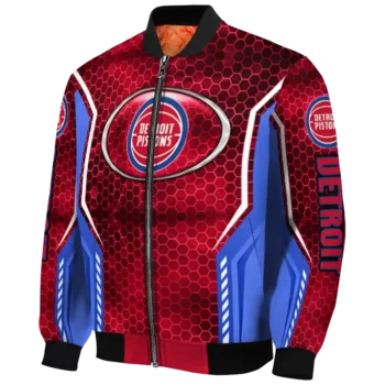 customized detroit pistons power plate red bomber jacket best selling