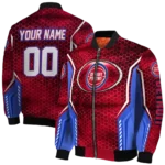 customized detroit pistons power plate red bomber jacket best selling