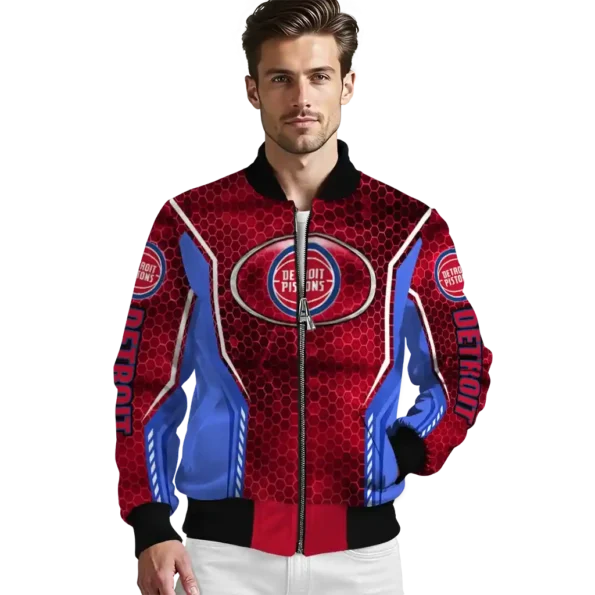 customized detroit pistons power plate red bomber jacket high quality