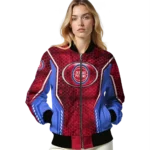 customized detroit pistons power plate red bomber jacket best selling