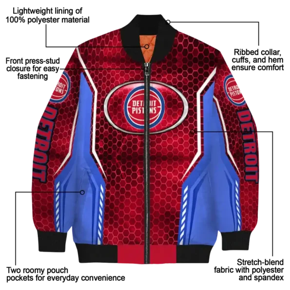 customized detroit pistons power plate red bomber jacket new arrival