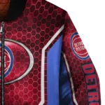 customized detroit pistons power plate red bomber jacket best selling