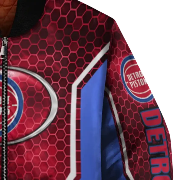 customized detroit pistons power plate red bomber jacket premium grade