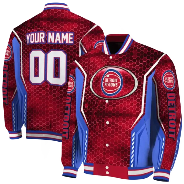 customized detroit pistons power plate red varsity jacket fashion forward.webp