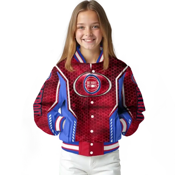 customized detroit pistons power plate red varsity jacket top rated.webp