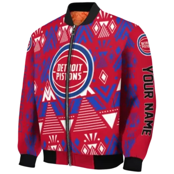 customized detroit pistons pyramid shapes red bomber jacket best selling