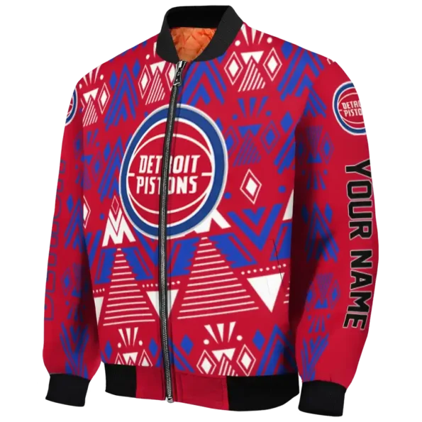 customized detroit pistons pyramid shapes red bomber jacket best selling