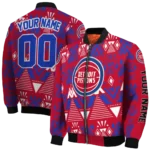 customized detroit pistons pyramid shapes red bomber jacket best selling
