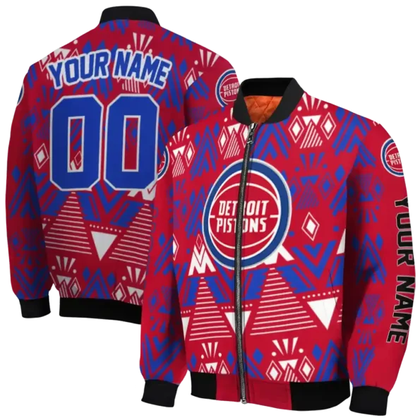 customized detroit pistons pyramid shapes red bomber jacket fashion forward
