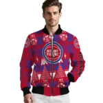 customized detroit pistons pyramid shapes red bomber jacket best selling