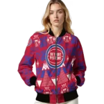 customized detroit pistons pyramid shapes red bomber jacket best selling