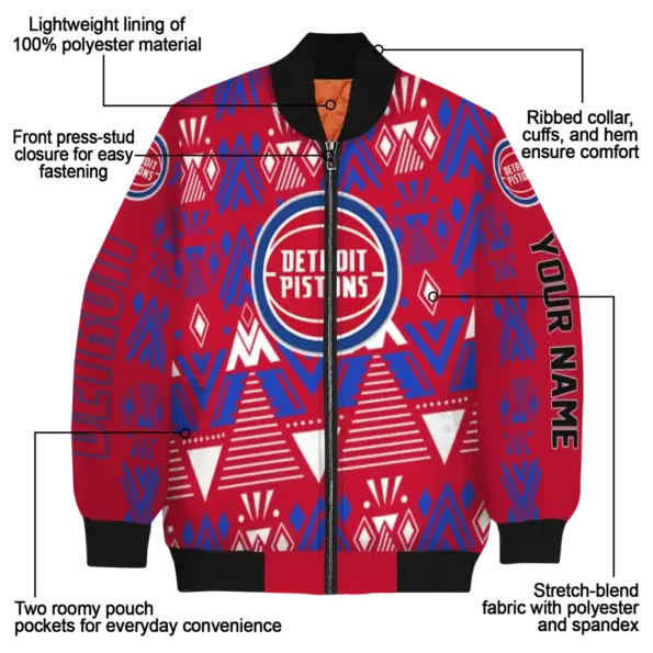 customized detroit pistons pyramid shapes red bomber jacket new arrival