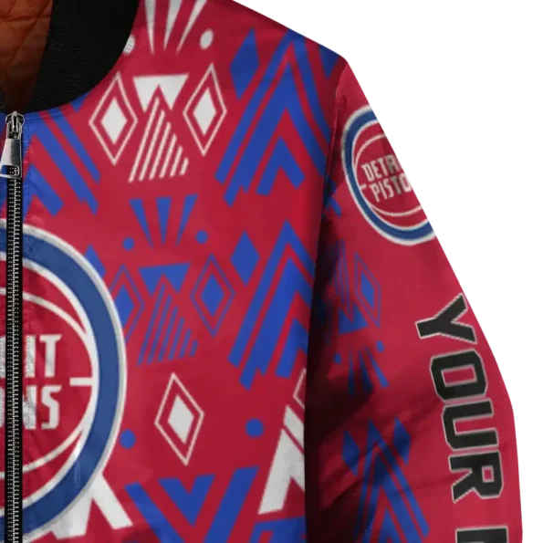 customized detroit pistons pyramid shapes red bomber jacket premium grade