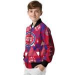 customized detroit pistons pyramid shapes red bomber jacket best selling