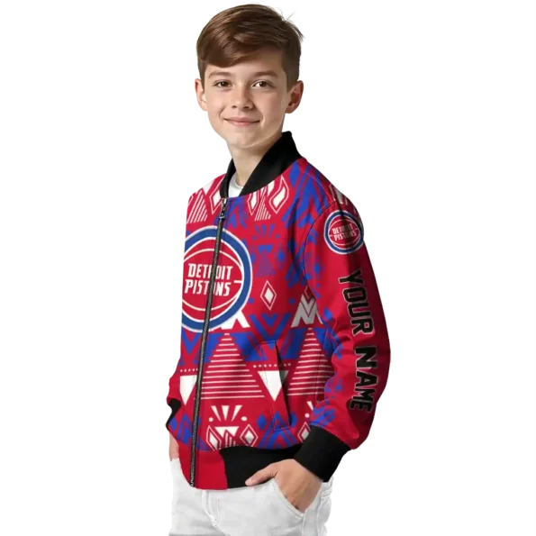 customized detroit pistons pyramid shapes red bomber jacket trendy
