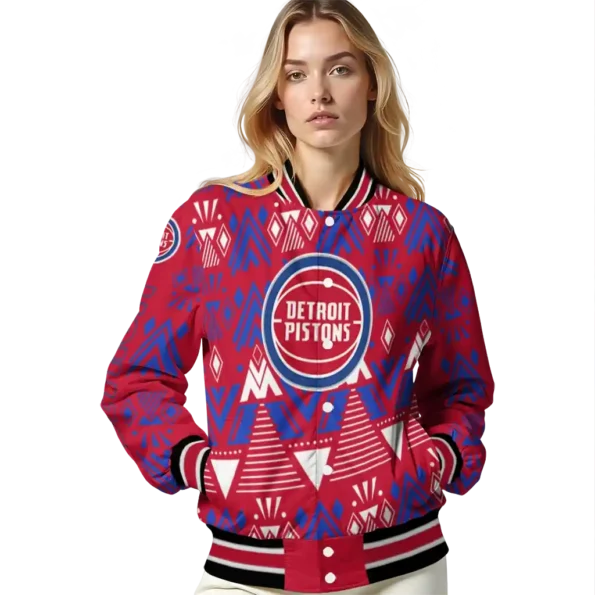customized detroit pistons pyramid shapes red varsity jacket latest model.webp