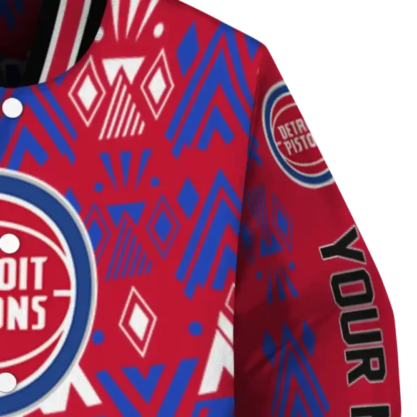 customized detroit pistons pyramid shapes red varsity jacket premium grade.webp
