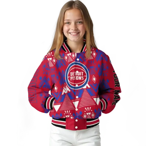 customized detroit pistons pyramid shapes red varsity jacket top rated.webp